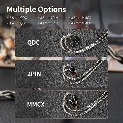 EZ EAR KBEAR DarkJade IEM Cable in Ear Monitor Cord with Silver-Plated Plug for KZ ZS10PRO/ZS12 PRO X/EDX PRO/ZSN PRO X/CASTOR/AS16 PRO/AS24/ZAR/ZAS/ZAX,CCA CRA/C10 (3.5mm-Without mic, Gray, QDC) in Saudi Arabia