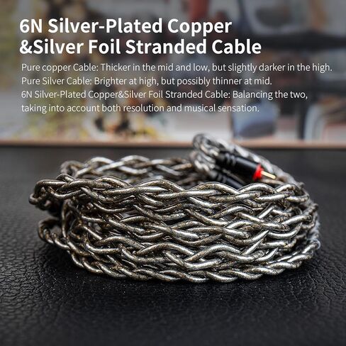 EZ EAR KBEAR DarkJade IEM Cable in Ear Monitor Cord with Silver-Plated Plug for KZ ZS10PRO/ZS12 PRO X/EDX PRO/ZSN PRO X/CASTOR/AS16 PRO/AS24/ZAR/ZAS/ZAX,CCA CRA/C10 (3.5mm-Without mic, Gray, QDC) in Kuwait