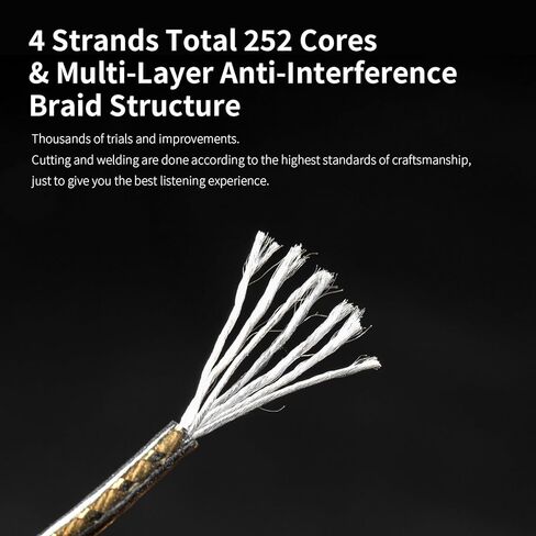 EZ EAR KBEAR DarkJade IEM Cable in Ear Monitor Cord with Silver-Plated Plug for KZ ZS10PRO/ZS12 PRO X/EDX PRO/ZSN PRO X/CASTOR/AS16 PRO/AS24/ZAR/ZAS/ZAX,CCA CRA/C10 (3.5mm-Without mic, Gray, QDC) in Kuwait