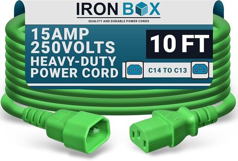 IronBox Electric - Heavy-Duty C14 to C13 Power Cord, 15A, 250V, 14/3 AWG Computer Extension Cable - PDU Power Cables for PC Adapter, Server Rack Cord, Monitor Cable Extender (Red 4 foot) in Saudi Arabia