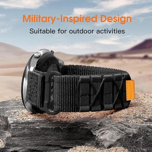 متوافق مع فرق الساعات الذكية Alphagear ، حزام نايلون رياضي سريع 22 مم مع تصميم حلقة منسوجة متوافق مع Alphagear Bravo II ، Bravo XL ، Raptor ، Commander ، Juliet Smartwatch in Kuwait