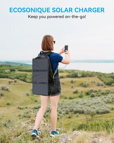 EcoSonique 30W شاحن الطاقة الشمسية المحمولة القابلة للطي قابلة للطي مع USB C USB مقاوم للماء سريع الشحن لتحقيق الظهر التخييم متوافق مع الهاتف الخلوي ، iPhone ، iPad ، Samsung Galaxy ، LG ، Power Banks in Kuwait