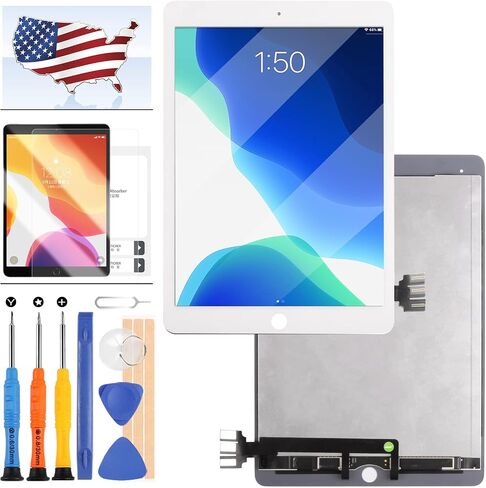 استبدال الشاشة لـ iPad Pro 9.7 2016 A1673 A1674 A1675 شاشة LCD شاشة تعمل باللمس أجزاء إصلاح التجميع الكاملة ، مع الأدوات المجانية + الزجاج المحموم (أسود) in Kuwait