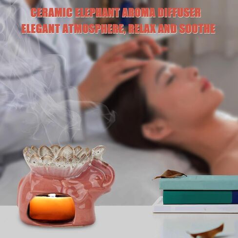 حامل شموع الزيوت العطرية، موزع شموع من السيراميك، حامل شموع مذابة، شموع شموع دافئة، شموع زيتية، حامل شموع، ديكور غرفة نوم المنزل، هدية فيل (أخضر) in Saudi Arabia