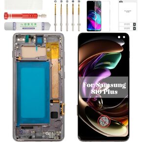 TFT for Samsung S10 Plus Screen Replacement for Samsung Galaxy S10 Plus LCD Digitizer Touch Screen Replacement for Samsung S10 Plus Display with Frame SM-G975 Black (Without Fingerprint Function)