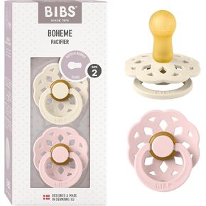 BIBS Pacifiers - Boheme Collection | BPA-Free Baby Pacifier | Made in Denmark | Set of 2 Ivory/Blossom Color Premium Soothers | Size 6-18 Months in Kuwait