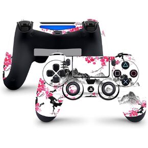 Zoomhitskins متوافق مع جلد جهاز التحكم PS4 ، المعبد الياباني Sakura White Pink Cherry Blossom anime ، متين ، PS4 ، PS4 Pro ، PS4 Slim ، 3M فينيل ، مصنوع في الولايات المتحدة الأمريكية