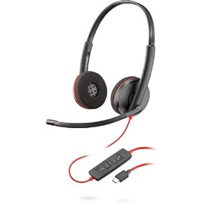 Plantronics Blackwire C3220 Stereo Headset with USB-C Connection, Noise Cancelling, Soundguard and Flexible Microphone Arm Black