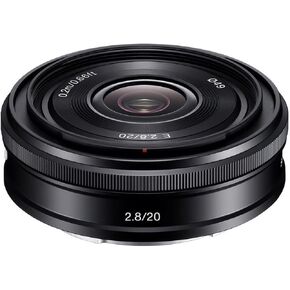 Sony E 20mm f/2.8 Lens, Black, Bundle with 49mm Digital Essentials Filter Kit and 15x15 Lens Wrap