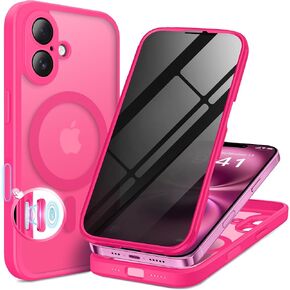 BERFY Magnetic for iPhone 16 Plus Case, Compatible with MagSafe, Built-in Privacy Screen Protector and Upgraded Camera Protection, Anti-Spy Full Body Shockproof Phone Case for 16 Plus 6.7", Black