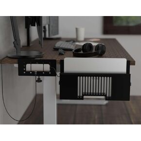 Side-Mount Perforated Steel Laptop Desk Stand with Docking Station Bracket - Fits Dell/Acer/ASUS/XPS/MacBook/Surface/Lenovo/HP/Gaming Laptops