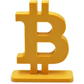 Bitcoin 3D Printed Sign - Crypto Themed Model for Display - Desk Toy Accessory (Gold)