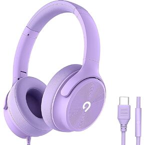 USB C Wired Over-Ear Headphones with Mic, Hi-Fi Stereo Sound, Noise-Isolating Ear Cups, Comfortable Fit for iPhone15/16, Samsung Galaxy S24/S23, Type-C Phones & Tablets (Black&Red)