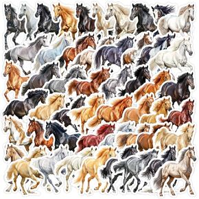 50 Pcs Horse Stickers Pack for Kids Teens Adults, Horse Riding Stickers, Cool Vinyl Waterproof Decals for Water Bottles Luggage Computer Skateboard Laptop Phone Guitar