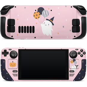 ZOOMHITSKINS Compatible with Steam Deck Skin Pink Cover, Pink Ghost Cute Halloween, 3M Vinyl Decal Sticker Wrap, Made in The USA