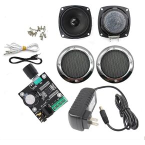 Arcade Game Console Audio kit, 12V Power Amplifier+3-inch 5W 8 ohm Speakers Power Cable AUX for Arcade Game Cabinet Accessories (Black)