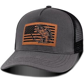 Fishing Hat for Men,Father's Day Fishing Hat Gifts for Men,American Flag Fish Trucker Hat Birthday Gift for Dad