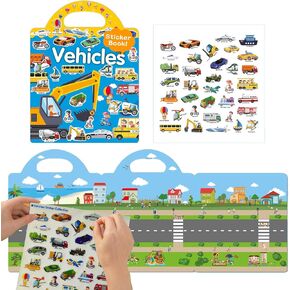 Reusable Waterproof Sticker Book Toys for Children - Pack of 3, 3-6 Year Old Boys, Girls, Toddler Stickers of Animals, Space, Dinosaurs, Educational Learning Gifts