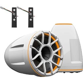 Wet Sounds REV 12 HD 12" Horn Loaded Compression Driver Tower Speakers with XZ Grills & ADP-REV-HD-X-B X-Mount, 400 Watts RMS, White, Pair (Renewed)