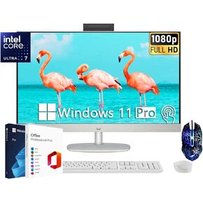 HP 27 All-in-One Desktop, 27" FHD Touchscreen, Intel Ultra 7 155U, 64GB DDR5, 4TB SSD, Wireless KB & Mouse, Adjustable Height, WiFi 6, Windows 11 Pro, with Microsoft Office Lifetime License