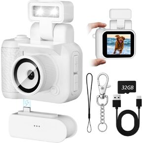 Mini Digital Camera, Keychina Camera with 1080P HD Video Recorder, 1.44" Display Screen Micro Camera with 32G Card, Flippable Flash, Muliple Filers