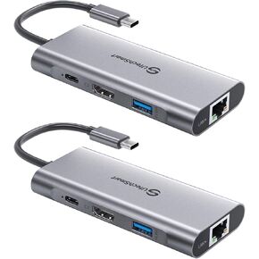 UtechSmart USB C Hub 2 Packs, USB C Ethernet Multiport Adapter, 6 in 1 USB C to HDMI Dock Compatible for MacBook Pro/Air, Chromebook, Dell XPS, HP(Gigabit Ethernet 100W PD 4K HDMI USB 3.0)