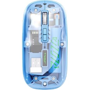 Wireless Bluetooth Mouse, Rechargeable BT5.2 & 2.4G Dual Mode Portable Optical Mouse with Adjustable DPI, Transparent Shell, RGB Light, Silent Gaming Mice for Laptop/PC/Tablet, White