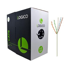 LOGICO Cat6 Riser CMR UL ETL Copper Ethernet Network Cable 550Mhz UTP 23AWG 1000ft White