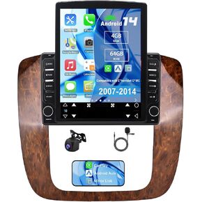 Android 14 Double Din Car Radio Compatible with C*hevrolet G*MC 2007-2014, 4G+64G 9.7" Touch Screen Car Stereo with Wireless Carplay Android Auto GPS WiFi Mic Backup Camera