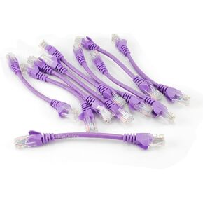 CablesOnline 10-Pack 6inch CAT5e UTP Ethernet RJ45 Full 8-Wire Purple Patch Cable, (U-000PR-10)