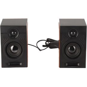 USB Wired Speakers, HiFi Clear Sound Quality Deep Bass Computer Speakers Wooden Color for TVs for Laptops