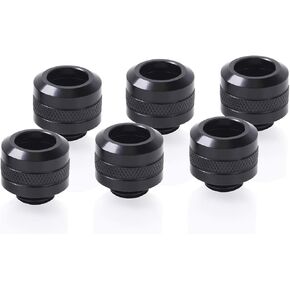Alphacool Eiszapfen PRO HardTube G1/4" Fitting, 13mm OD, Deep Black, 6-Pack