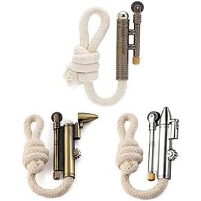 3PCS Windproof Rope Lighters - Sailors Trench Vintage WWII Portable Survival Shepherds Lighter - Outdoor Camping, No Kerosene/Gas, Gifts for Army Navy (10M/393.7In)