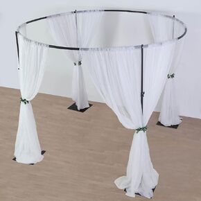 Tableclothsfactory 10ft Adjustable 4-Post Circular Black Metal Wedding Event Arch Stand, Round Backdrop Canopy Frame Chuppah