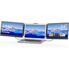 Laptop Screen Extender - Portable Monitor for Laptop with 14 Inch IPS Panel FHD 1080P Triple Monitor for Laptop for Windows Mac Office Business Trip (S2)