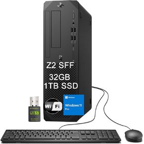 HP Z2 SFF Business Workstation Desktop PC Computer (32GB RAM, 1TB SSD, Intel 6-Core i5 Vpro (Beat i7-9750H)) Small Form Factor, Type-C, Keyboard, Mouse, Display Port, WiFi, Ethernet, Win 11 Pro, Black