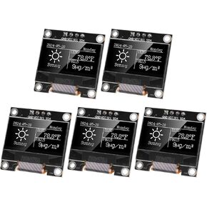 5pcs Pre-Soldered 0.96 Inch I2C IIC OLED Display Module 12864 128x64 Pixel SSD1306 Driver Self-Luminous Display Board with Protective Case for Arduino/Raspberry Pi/ESP32 (White)