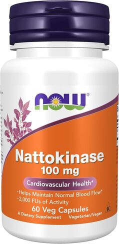 مكملات NOW، Nattokinase 100 مجم (من فول الصويا غير المعدل وراثيًا) مع 2000 وحدة من النشاط، 60 كبسولة نباتية in Saudi Arabia