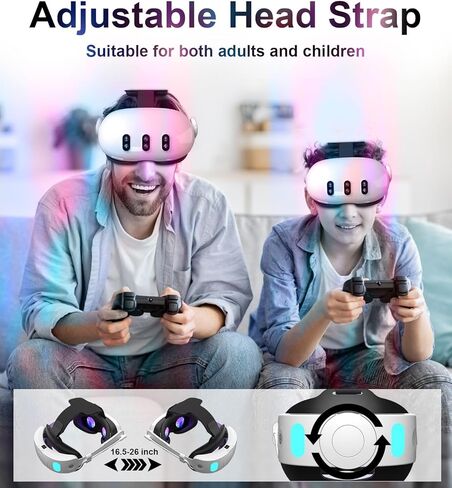 حزام رأس البطارية متوافق مع Meta Quest 3S ، Quest 3 ملحقات قابلة للتعديل حزام رأس البطارية 6000 مللي أمبير في الساعة شاشة رقمية ، مؤشر LED in Saudi Arabia