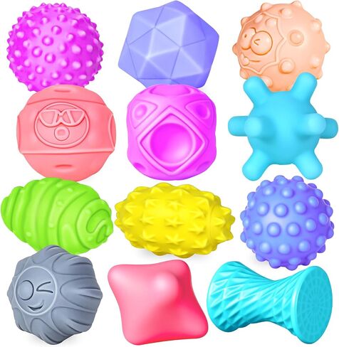 6 Pack Sensory Balls for Toddlers 1-3, Sensory Baby Toys 6-12 Months, Montessori Toys for Babies 6-12 Months Infant Squeeze Sensory Toys Soft Multi Ball Set Gifts with Bright Color Textured in Saudi Arabia