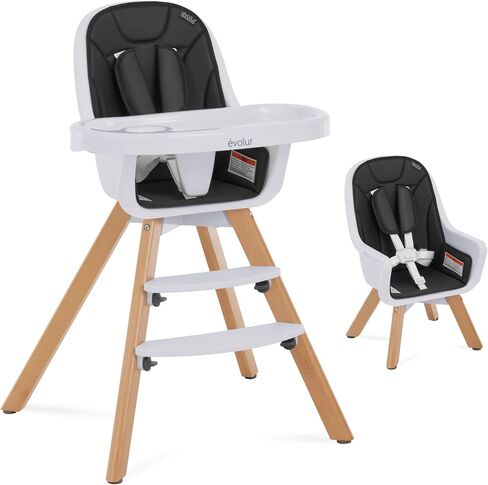 Evolur Zoodle 2-in-1 High Chair for Baby & Toddler – Convertible High Chair to Toddler Chair, Padded Seat, 5-Point Safety Harness, Dual Dishwasher-Safe Trays, Solid Beechwood Legs – Pink in Kuwait