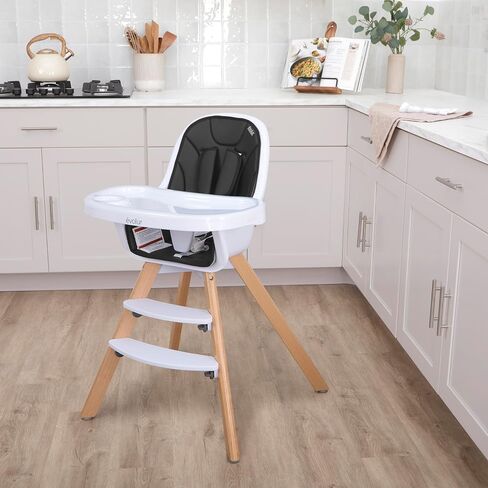 Evolur Zoodle 2-in-1 High Chair for Baby & Toddler – Convertible High Chair to Toddler Chair, Padded Seat, 5-Point Safety Harness, Dual Dishwasher-Safe Trays, Solid Beechwood Legs – Pink in Kuwait