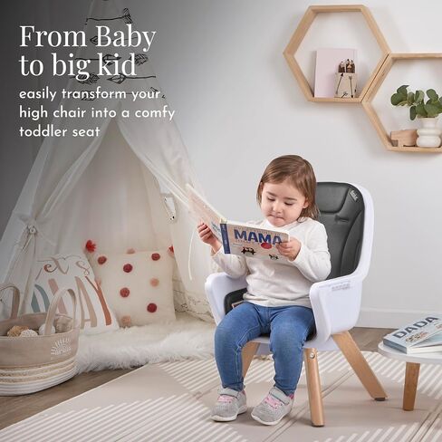 Evolur Zoodle 2-in-1 High Chair for Baby & Toddler – Convertible High Chair to Toddler Chair, Padded Seat, 5-Point Safety Harness, Dual Dishwasher-Safe Trays, Solid Beechwood Legs – Pink in Kuwait