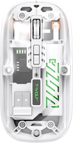 Wireless Bluetooth Mouse, Rechargeable BT5.2 & 2.4G Dual Mode Portable Optical Mouse with Adjustable DPI, Transparent Shell, RGB Light, Silent Gaming Mice for Laptop/PC/Tablet, White in Saudi Arabia