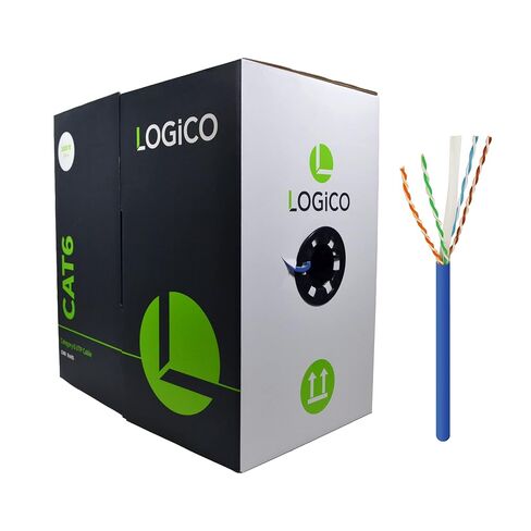 LOGICO Cat6 Riser CMR UL ETL Copper Ethernet Network Cable 550Mhz UTP 23AWG 1000ft White in Kuwait