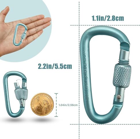 YUCHIYA 8 Pack D-Shape Carabiner Clasp with Screw Gate, 2.2 Inch Mini Keychain Clip Key Chain Buckle, Aluminum Alloy Keyrings Hook for Outdoor Hiking not for Climbing in Saudi Arabia
