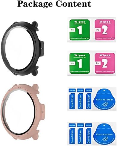 2 عبوات قضية كمبيوتر صلب مع واقي شاشة زجاجي 9H مقسى لـ AmazFit Active 2 ، غطاء الوفير الواقي ، حالة مشاهدة مقاومة للصدمات المضادة للخلع (Black+Blue) in Kuwait