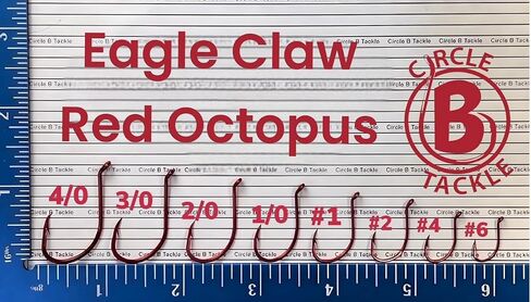 Eagle Claw Lazer Sharp Long Shank Octopus Hook, Offset Up Eye, 100 Hook per Bulk Pack Sizes #4-4/0 Red Octopus Hooks 100 Pack in Kuwait