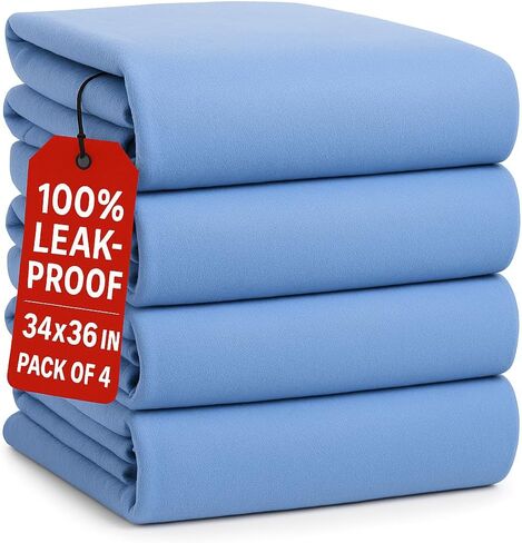 Epicessentials (Pack of 4) Waterproof Incontinence Bed Pads 34 x 36 inches, Quilted Absorbent & Washable Bed Pads for Pets, Adults and Kids, Reusable Underpads (Green/Blue) in Saudi Arabia