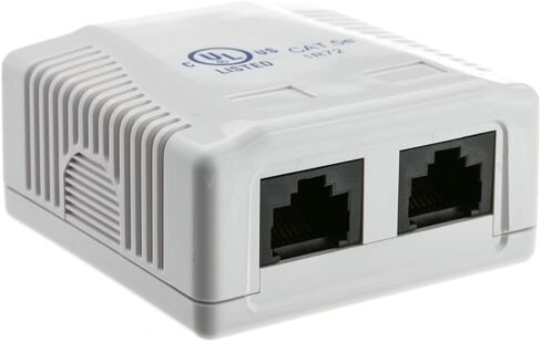CableWholesale Cat5e صندوق تسرب سطح واحد ، منفذ ثنائي المنفذ ، RJ45 ميناء غير محققين ، أبيض ، لاصق لجدار الجدار in Saudi Arabia